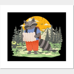 Adventurous Raccoon on A Hike Posters and Art